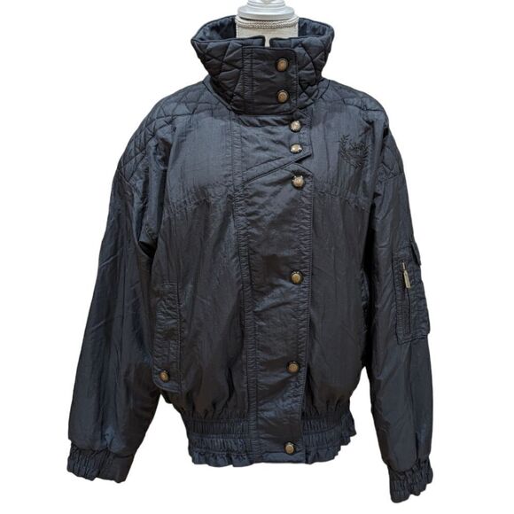 Vintage Slalom U.S.A Women's Black Lightweight Nylon Ski & Snow Jacket Size L - Picture 1 of 14